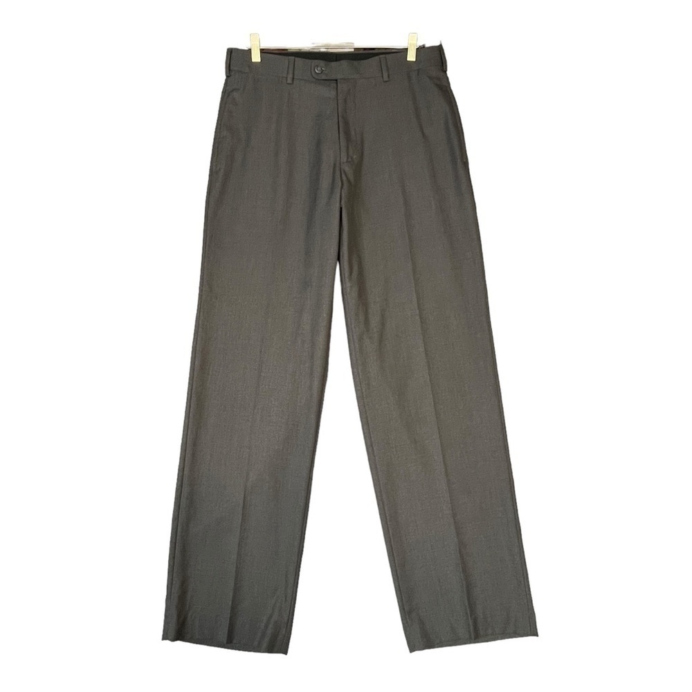 Perry Ellis Men’s Flat Front Poly Rayon Pants Trousers Gray Size 34 x 34 #1229